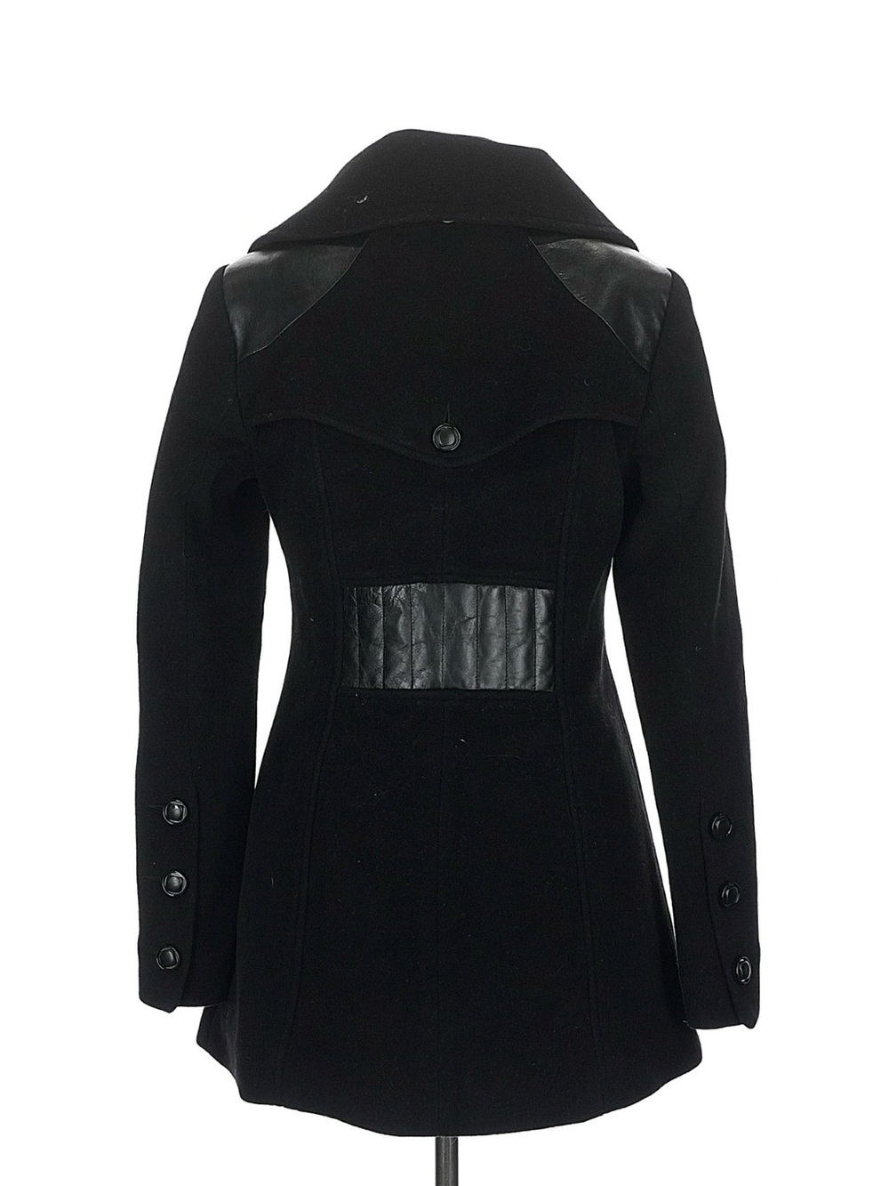 Mackage Black Wool Pea Coat with Wide Collar - Picture 2 of 4